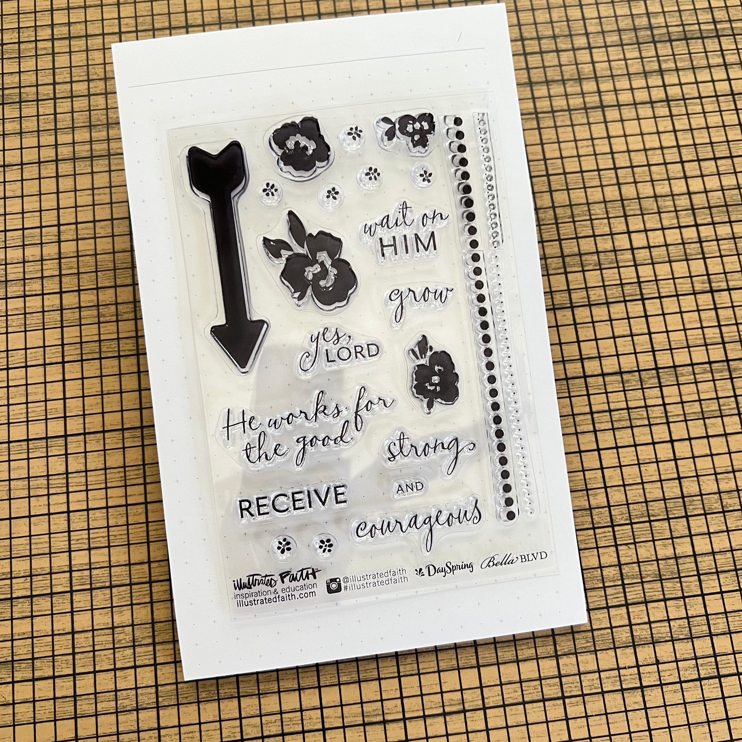 4x6 2017 Illustrated Faith Wait on Him Stamp – Yes + Amen Studio